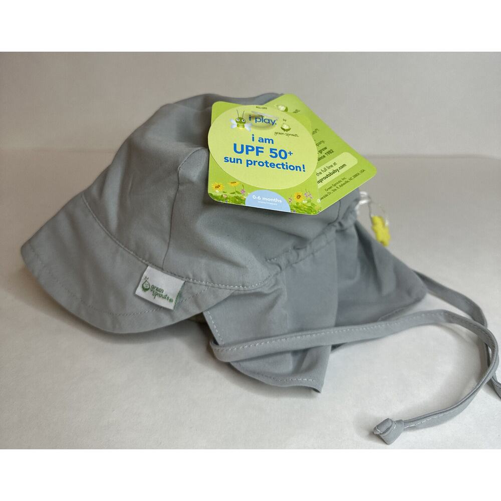 Green‎ Sprouts I Play Sun Protection UPF 50+ Hat Solid Gray Size 0-6 Months NWT